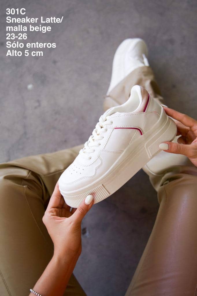301C Sneaker Latte/Malla Beige - Mayoreo Calzado Andysin marca